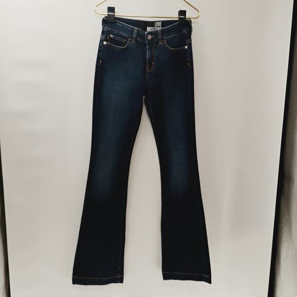 Love Moschino Women's Flare-Leg Jeans Denim Size 26 y2k bedazzled pockets - Picture 7 of 15